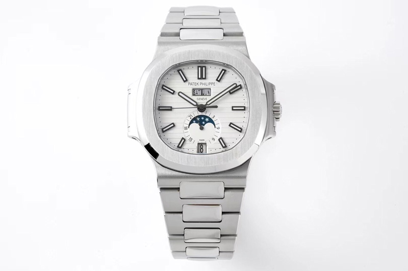 Patek Philippe Nautilus 5726 Full Function SS PPF 1:1 Best Edition White Dial on SS Bracelet A324