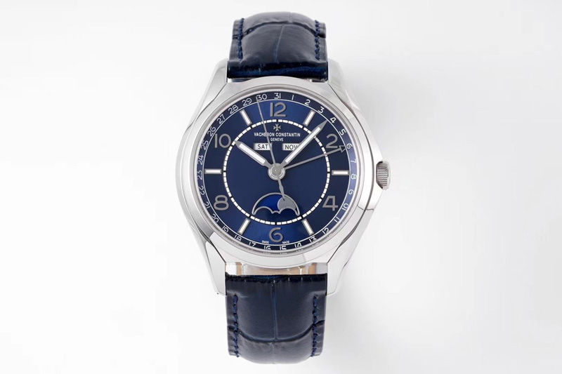 Vacheron Constantin Fiftysix Complete Calendar SS 40mm ZF 1:1 Best Edition Blue Dial on Blue Leather Strap A2460