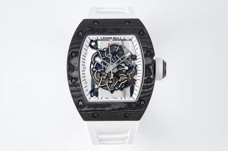 Richard Mille RM055 Real NTPT ZF 1:1 Best Edition Skeleton White Dial on White Rubber Strap NH05A V3
