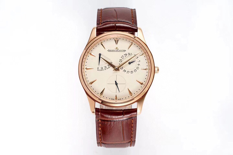 Jaeger-LeCoultre Master Ultra Thin Réserve de Marche RG ZF 1:1 Best Edition White Dial on Brown Leather Strap SA938 V3