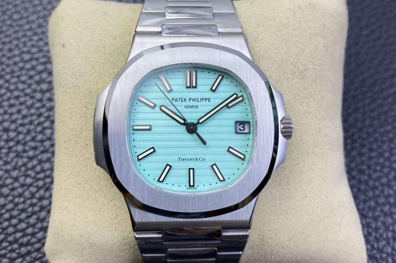 Patek Philippe & Tiffany Nautilus 5711/1A 3KF 1:1 Best Edition Blue Textured Dial on SS Bracelet A324 Super Clone V2