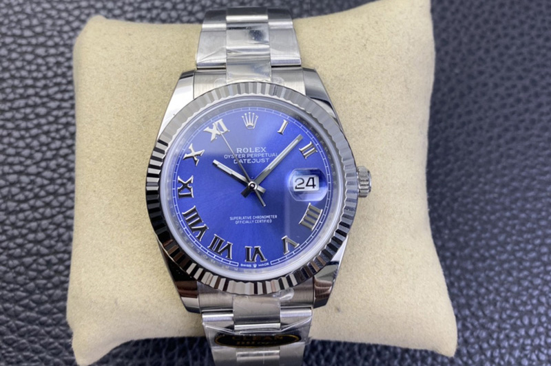 Rolex Datejust 41 SS 904L Steel Clean 1:1 Best Edition Blue Roman Dial on Oyster Bracelet VR3235