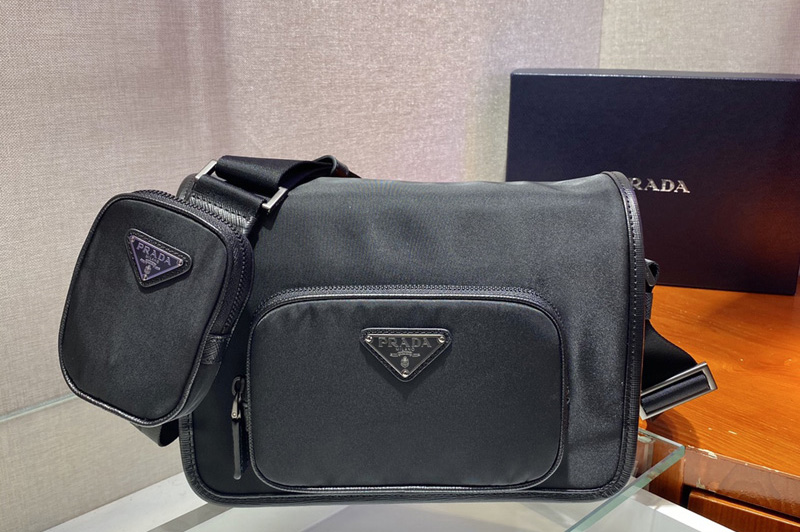 Prada 2VD041 Re-Nylon and Saffiano Leather shoulder bag in Black nylon
