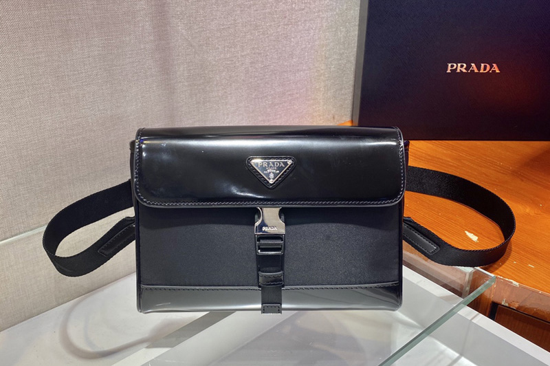 Prada 2VD044 Re-Nylon and leather shoulder bag in Black nylon