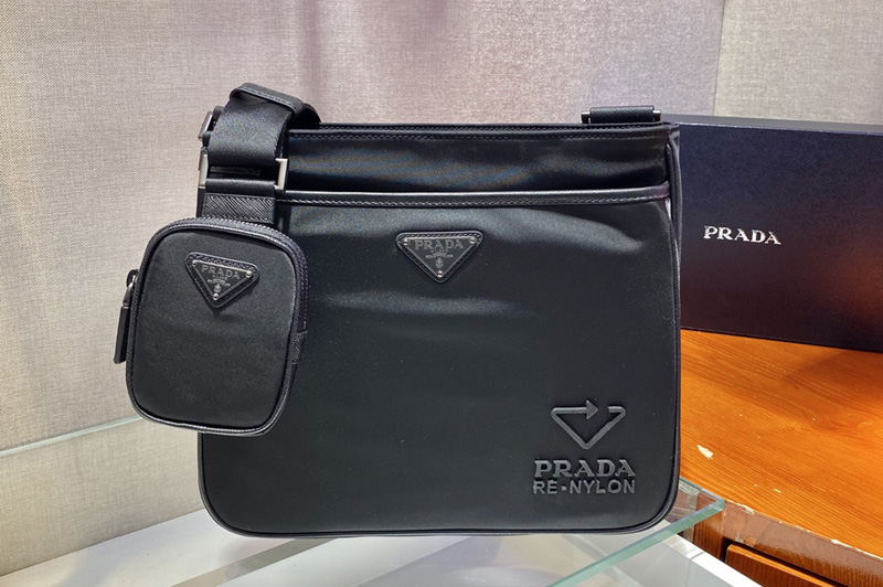 Prada 2VH118 Re-Nylon and Saffiano leather shoulder bag in Black nylon