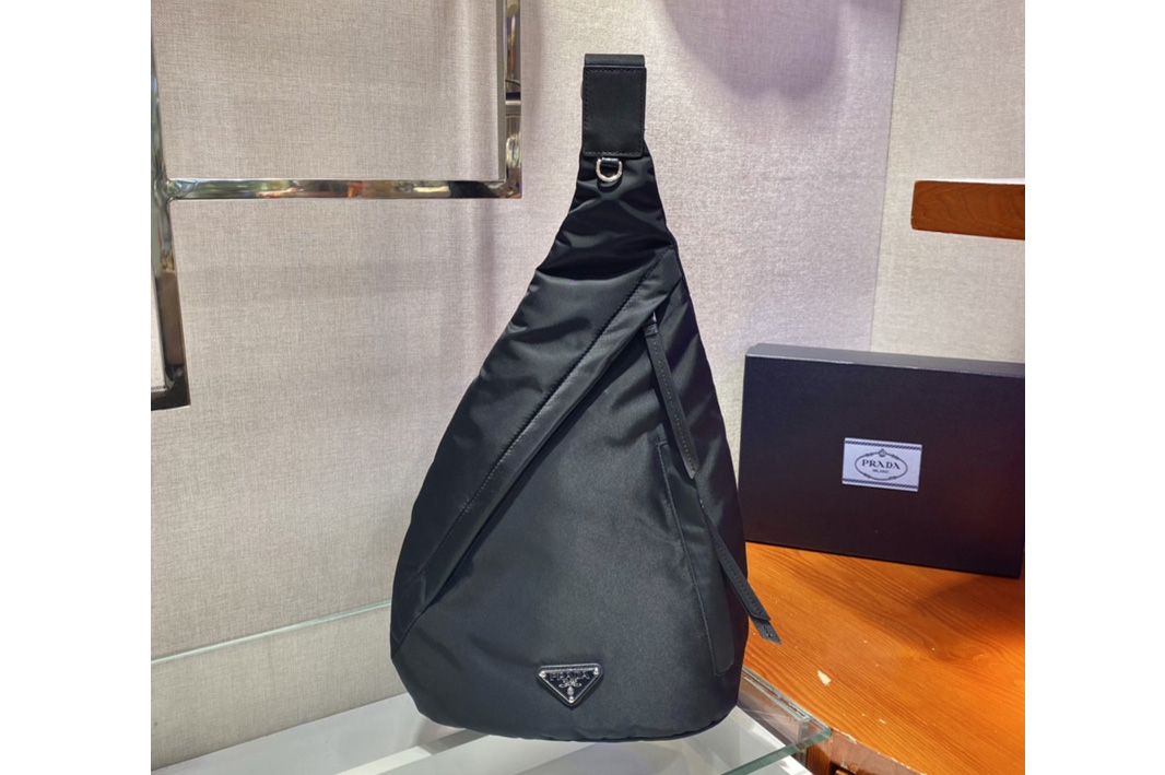 Prada 2VZ092 Re-Nylon and leather backpack in Black Nylon