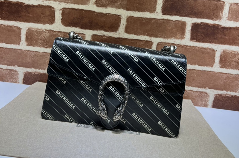 Gucci ‎400249 The Hacker Project small Dionysus bag in Black Balenciaga print black leather