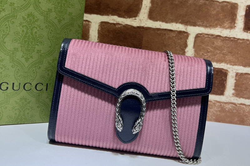 Gucci 401231 Dionysus mini chain bag in Pink corduroy