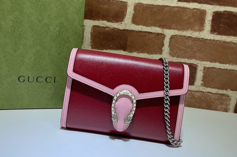 Gucci 401231 Dionysus mini chain bag in Burgundy Leather