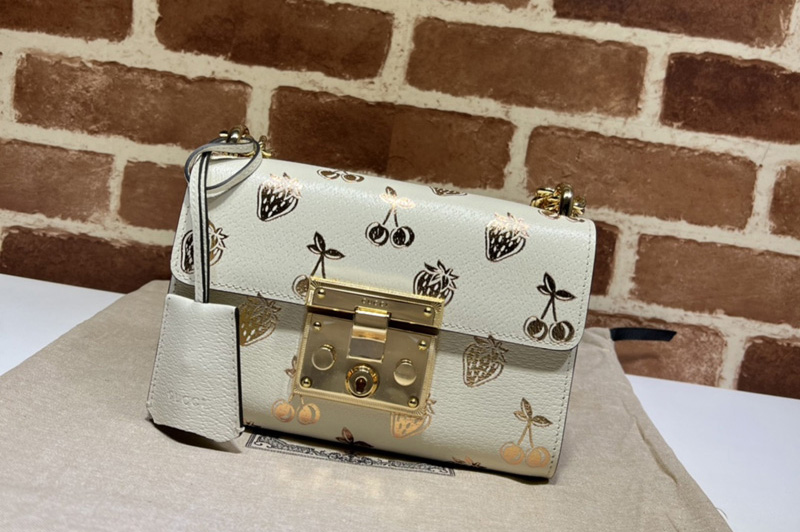 Gucci 409487 Padlock small berry shoulder bag in White Leather
