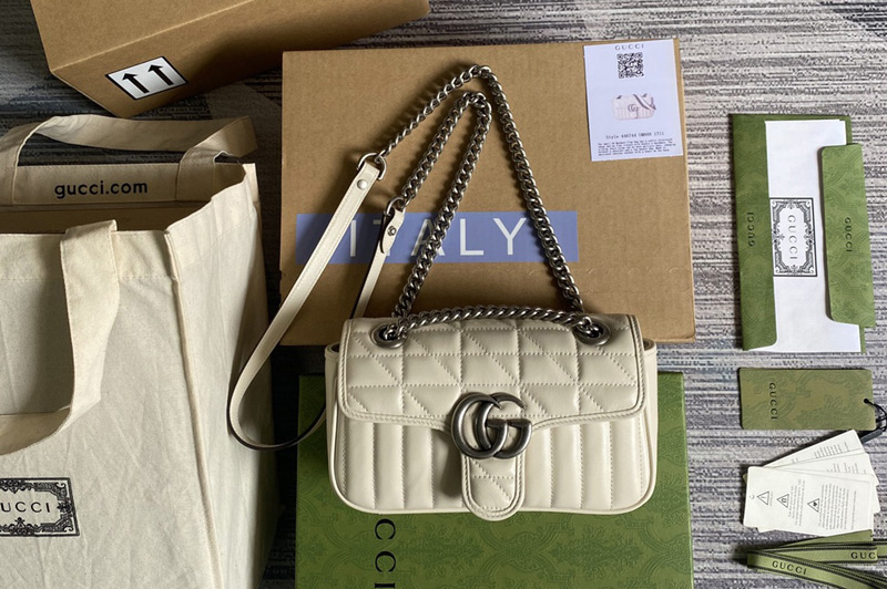 Gucci 446744 GG Marmont mini matelassé shoulder bag in White matelasse leather
