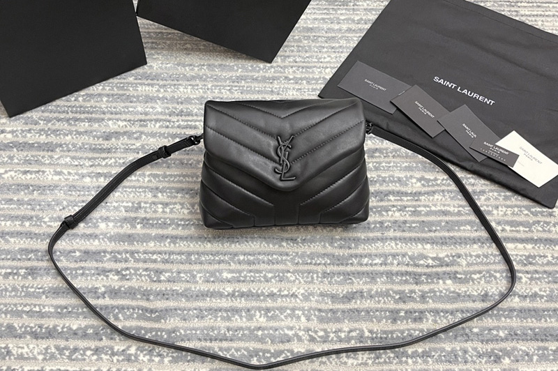 Saint Laurent 467072 YSL Loulou Toy Bag In Black Matelasse Y Leather