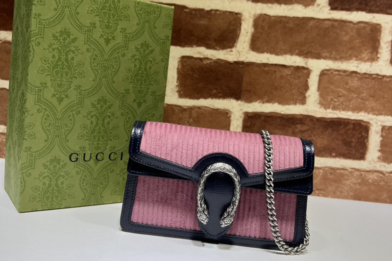 Gucci 476432 Dionysus super mini bag in Pink corduroy