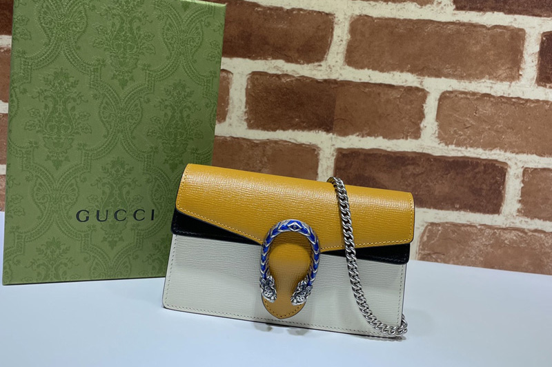 Gucci 476432 Dionysus super mini bag in Yellow/Black/White leather