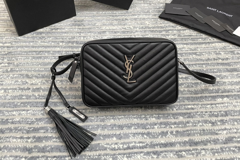 YSL 520534 Saint Laurent Lou Camera Bag in Quilted Black Leather With Silver Hardware