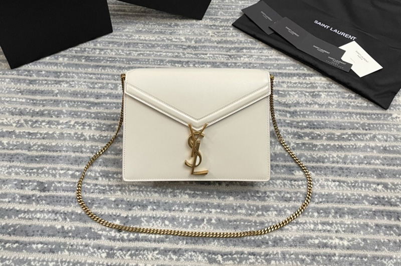 Saint Laurent 532750 YSL Cassandra Monogram Clasp Bags In White Smooth Leather