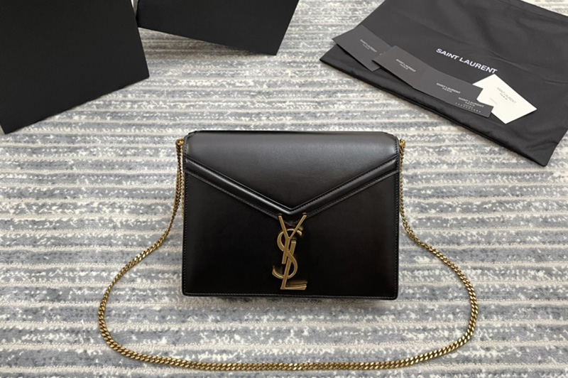 Saint Laurent 532750 YSL Cassandra Monogram Clasp Bags In Black Smooth Leather