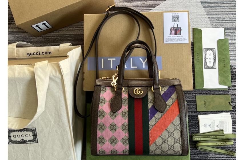 Gucci ‎547551 Ophidia small tote bag in GG Supreme canvas with geometric print