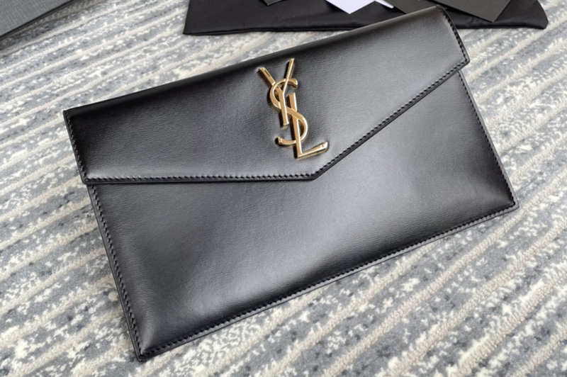 Saint Laurent 565739 YSL uptown pouch in Black Smooth Leather