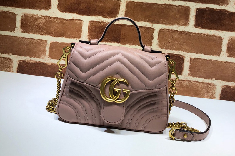 Gucci 547260 GG Marmont mini top handle bag in Matelassé chevron leather with heart