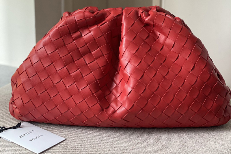 Bottega Veneta 576175 pouch bag Soft voluminous clutch in Red woven leather