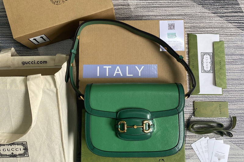 Gucci 602204 Gucci Horsebit 1955 small shoulder bag in Bright green leather