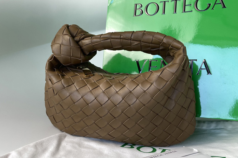 Bottega Veneta 609409 Mini Jodie Rounded hobo bag in Dark Coffee Intrecciato leather