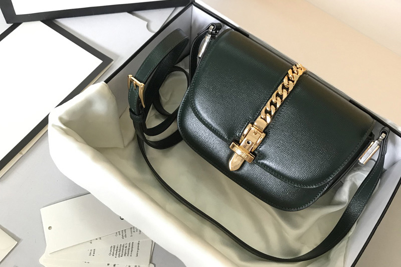 Gucci 615965 Sylvie 1969 mini shoulder bag in Green textured leather