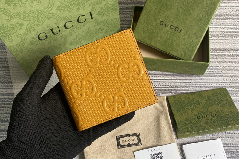 Gucci 625562 GG embossed wallet in Yellow GG embossed leather