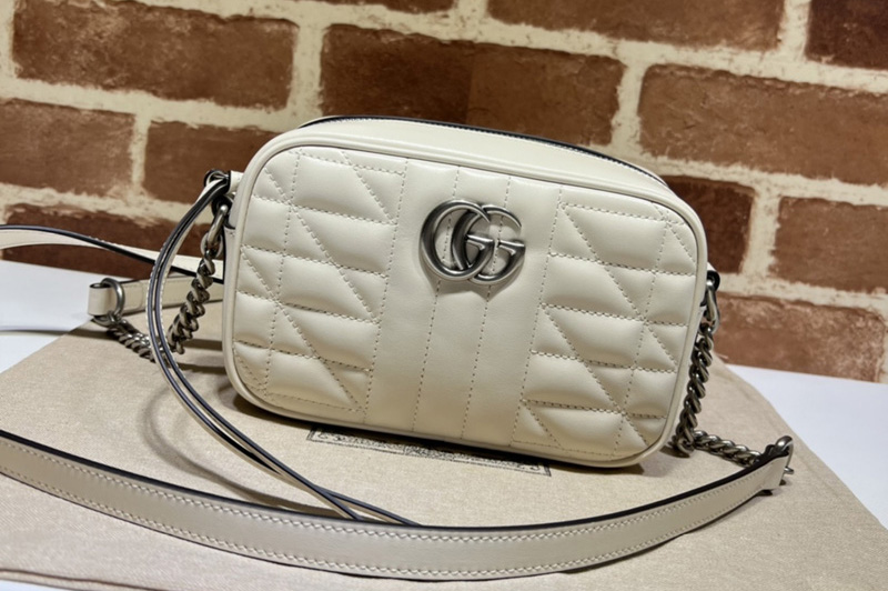 Gucci ‎634936 GG Marmont mini shoulder bag in White matelassé leather