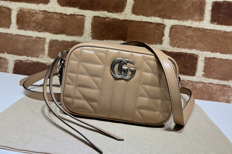 Gucci ‎634936 GG Marmont mini shoulder bag in Beige matelassé leather