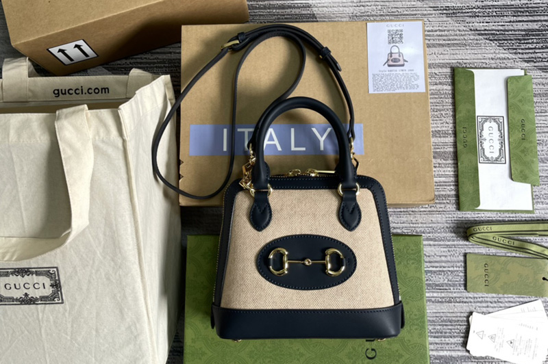 Gucci ‎640716 Gucci Horsebit 1955 mini top handle bag in White Denim