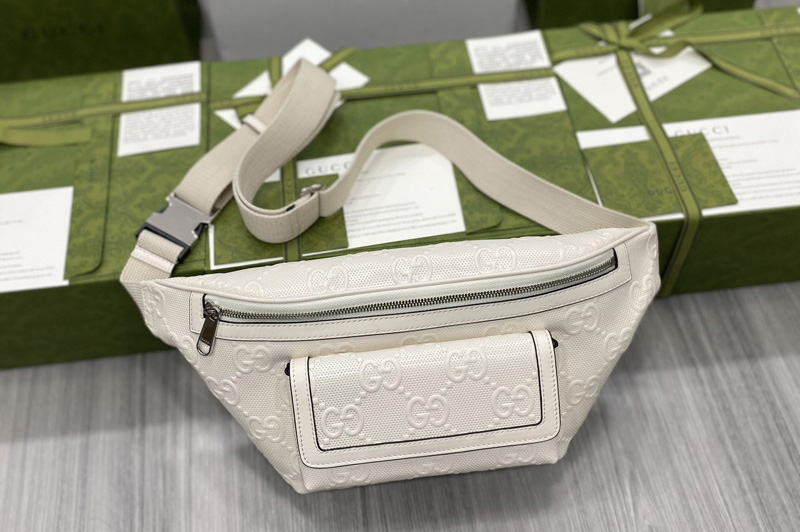 Gucci 645093 GG embossed belt bag in White GG embossed leather