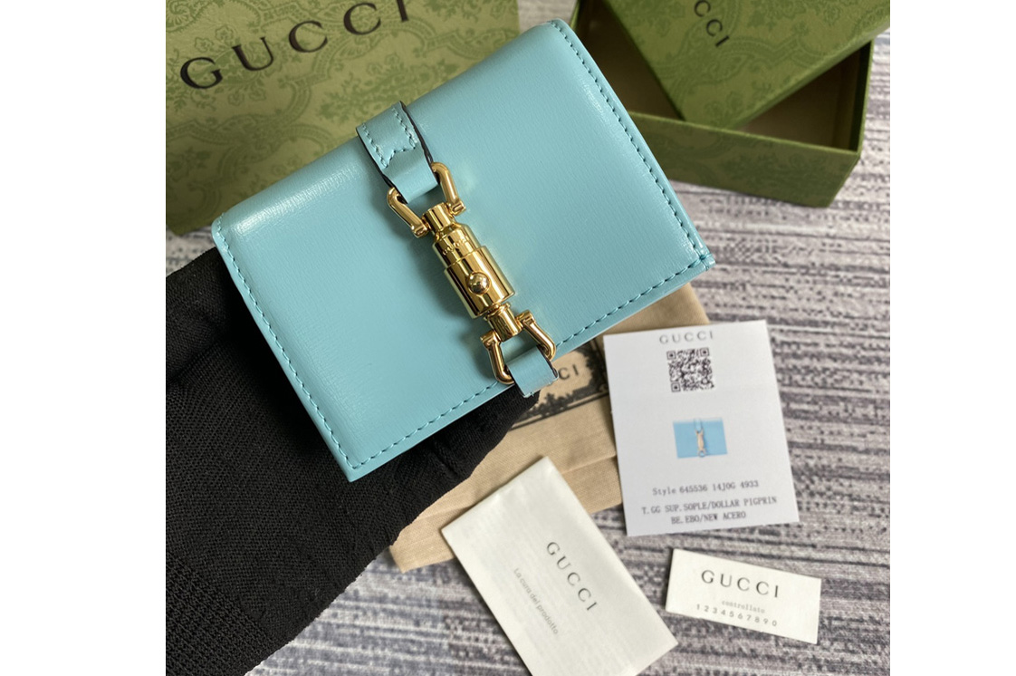 Gucci 645536 Jackie 1961 card case wallet in Blue leather