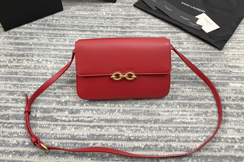 Saint Laurent 649795 YSL LE MAILLON SATCHEL IN Red SMOOTH LEATHER