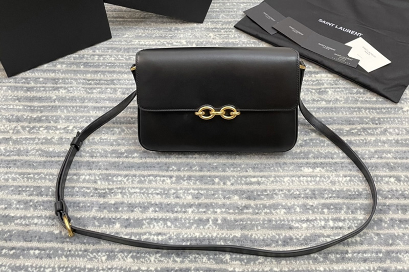 Saint Laurent 649795 YSL LE MAILLON SATCHEL IN Black SMOOTH LEATHER