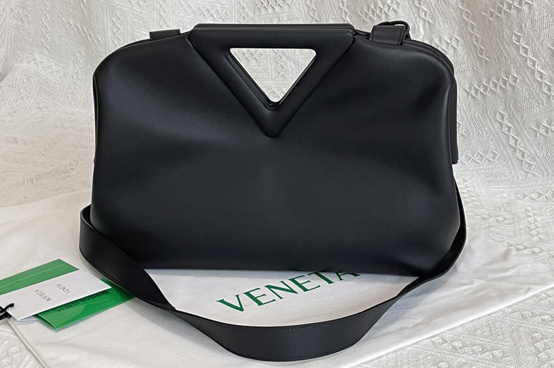 Bottega Veneta 652446 Point Top handle bag in Black Nappa Leather