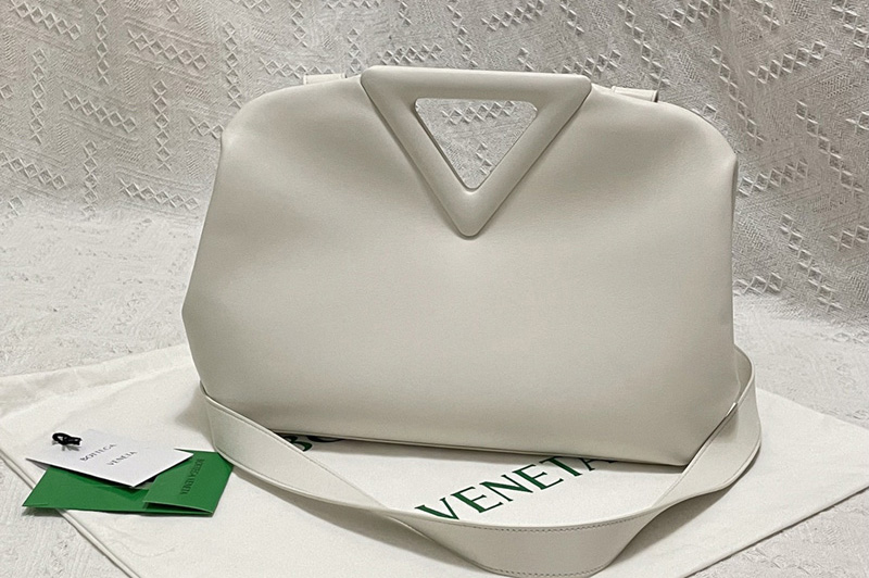 Bottega Veneta 652446 Point Top handle bag in White Nappa Leather