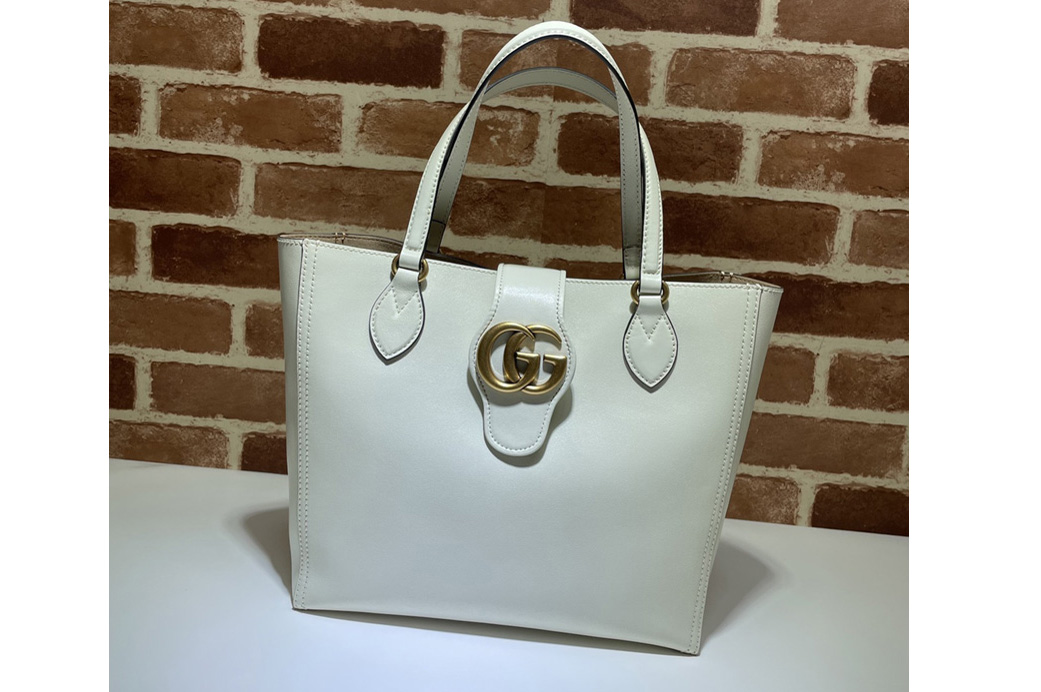 Gucci 652680 Small tote bag with Double G in White leather