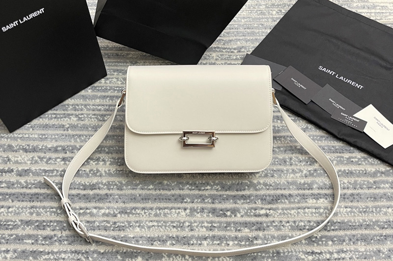 Saint Laurent 657186 YSL le pave satchel bag in White smooth leather