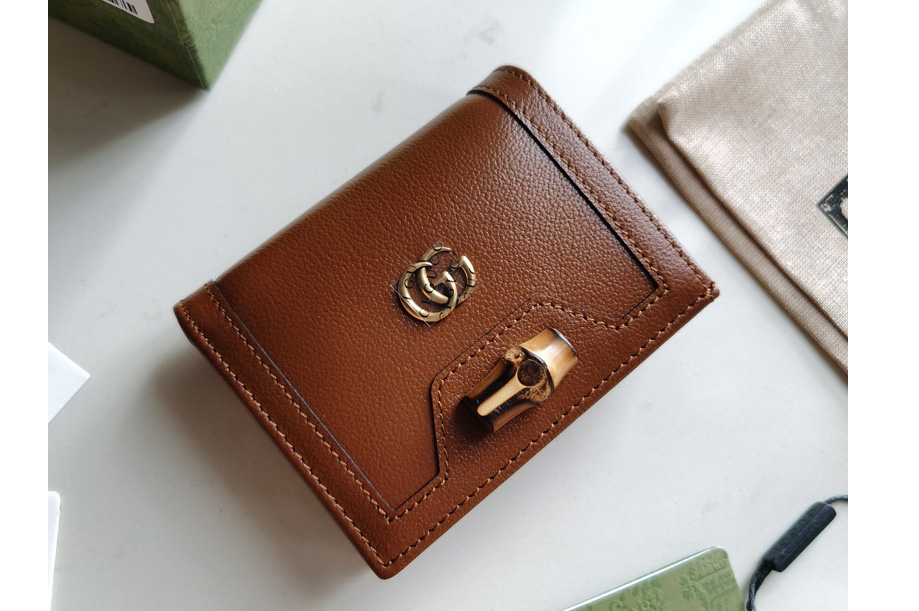 Gucci 658244 Gucci Diana card case wallet in Brown leather