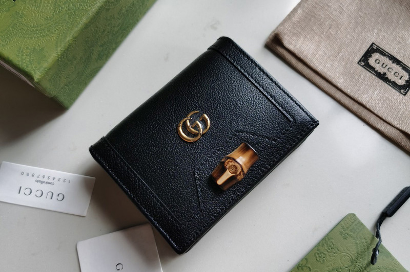 Gucci 658244 Gucci Diana card case wallet in Black leather