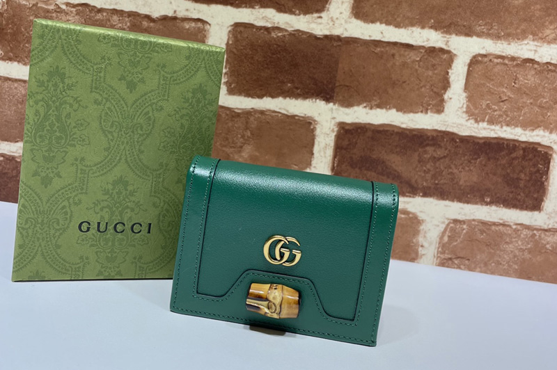 Gucci 658244 Gucci Diana card case wallet in Green leather