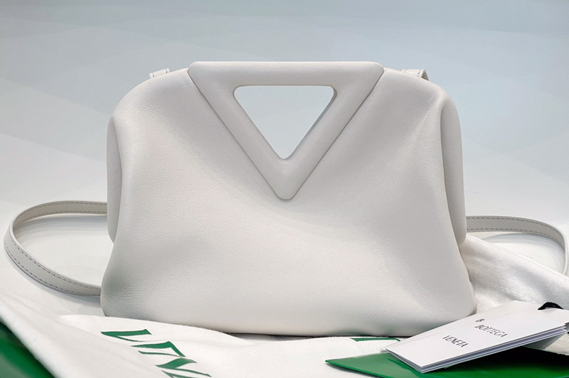 Bottega Veneta 658476 Point Leather top handle bag in White Calf Leather