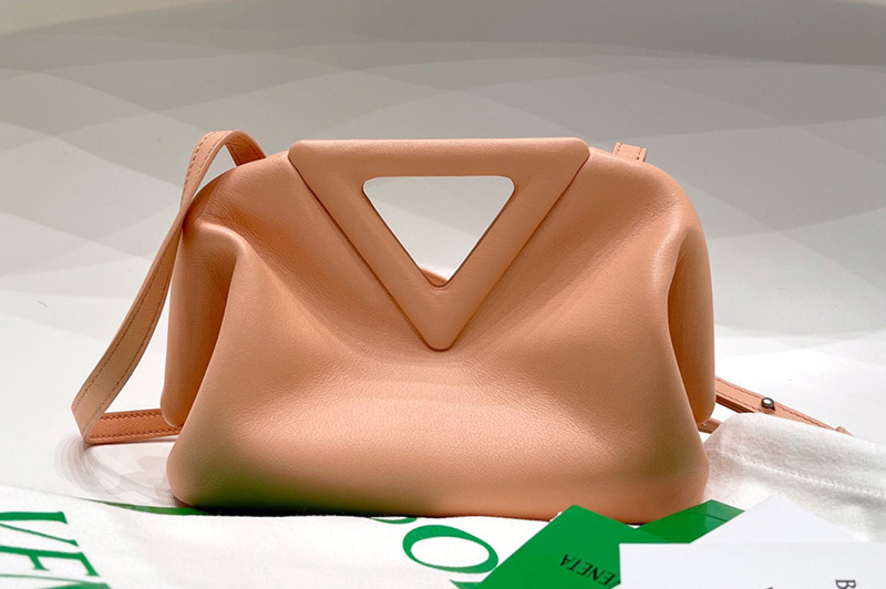 Bottega Veneta 658476 Point Leather top handle bag in Peachy Calf Leather