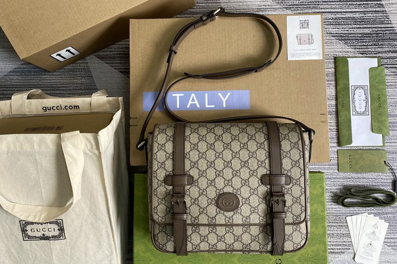 Gucci 658542 GG Messenger bag in Beige/ebony GG Supreme canvas