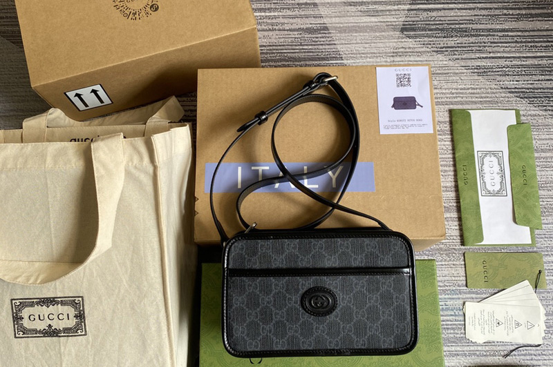 Gucci 658572 Mini bag with Interlocking G in Black GG Supreme canvas