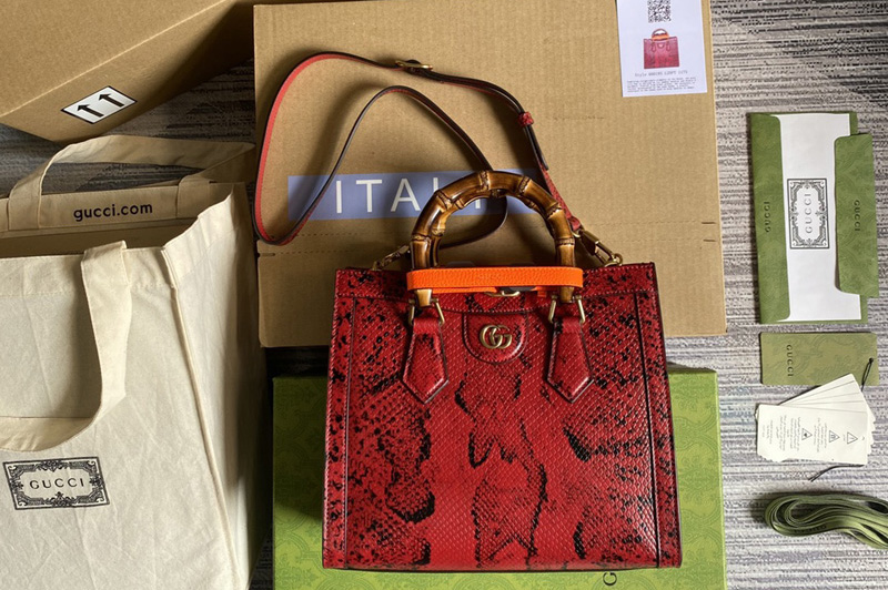 Gucci 660195 Gucci Diana small python tote bag in Red colored python