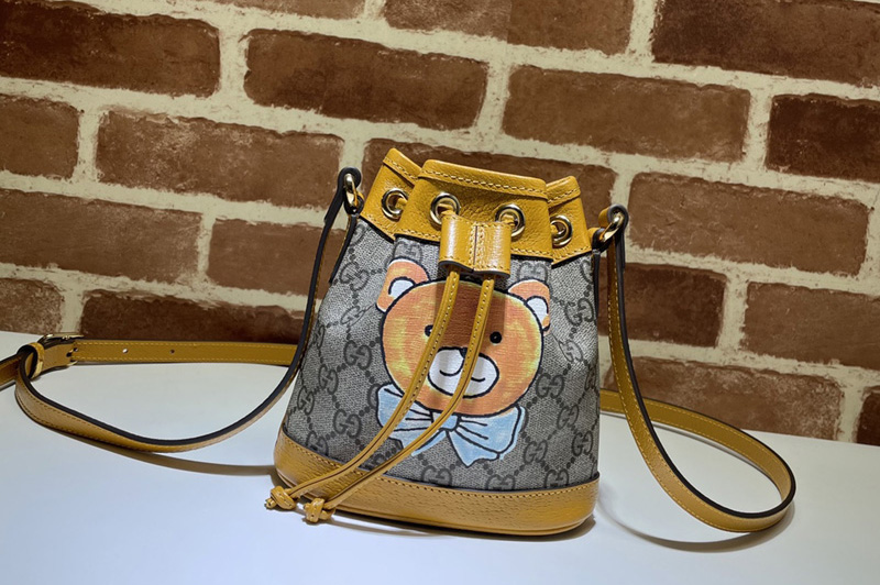 Gucci 660304 Ophidia Kaiguci mini bucket bag in Beige/ebony GG Supreme canvas