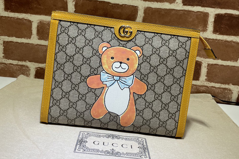 Gucci 660513 Kai x Gucci Pouch in Beige/ebony GG Supreme canvas